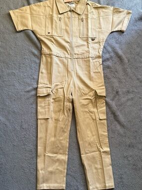 Utility Cargo Jumpsuit in Tan by